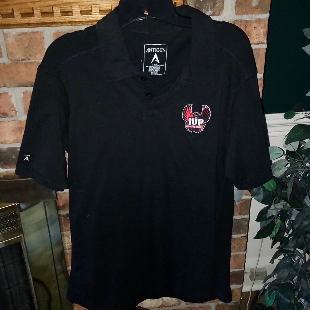 🆕 IUP Crimson Hawks Black Polo Size Large